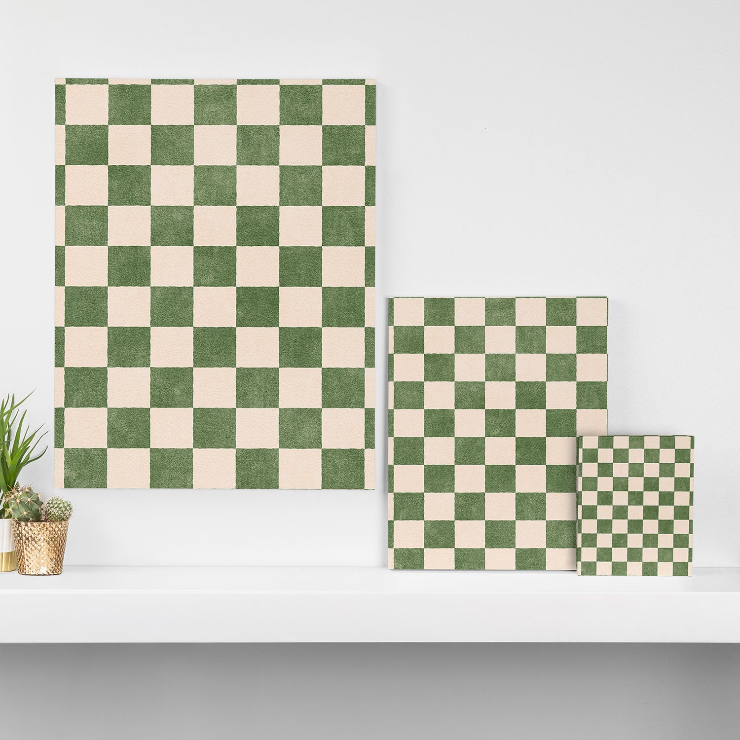 CHECKER - 001 - Olive Canvas Print Gallery Image 3