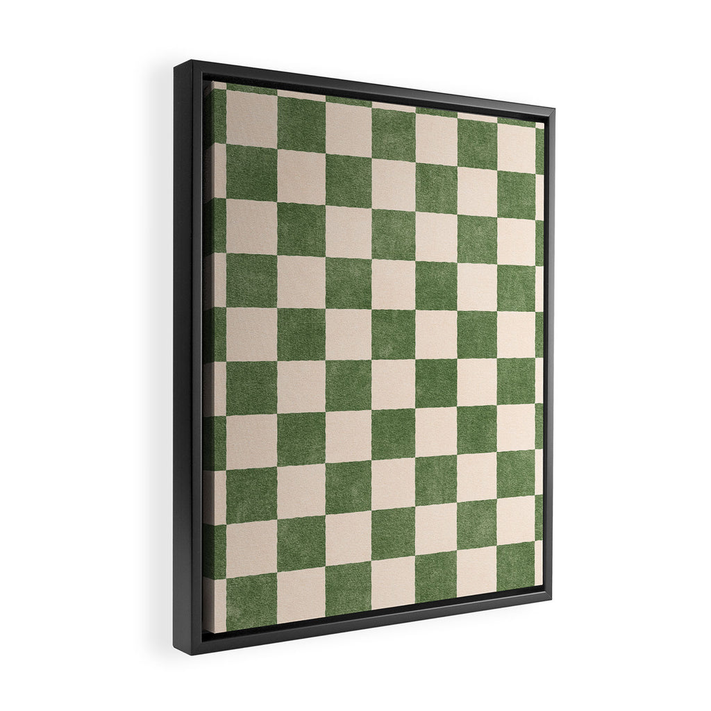CHECKER - 001 - Olive Framed Canvas Print Gallery Image 2