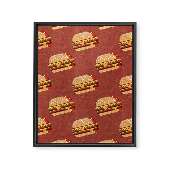 FAST FOOD / Burger - pattern Framed Canvas Print Gallery Image 1