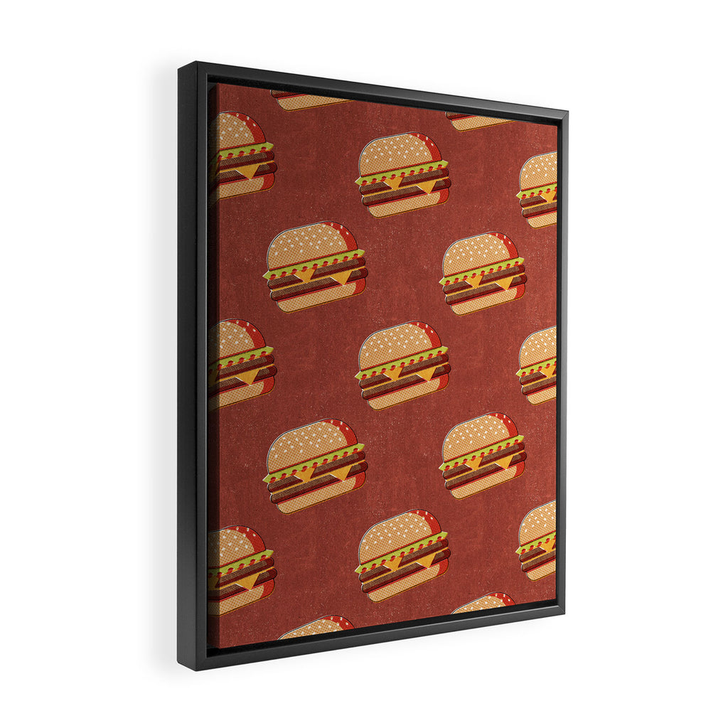 FAST FOOD / Burger - pattern Framed Canvas Print Gallery Image 2