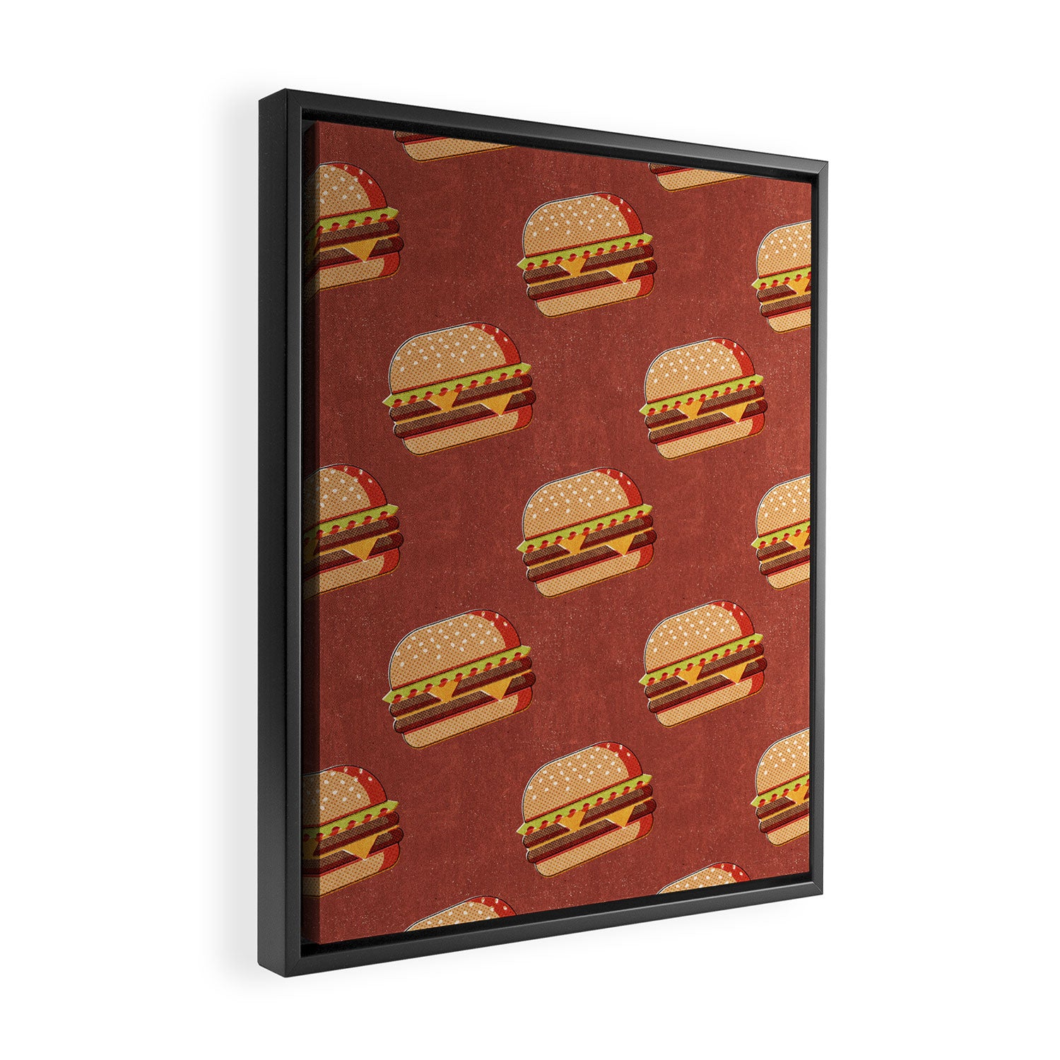 FAST FOOD / Burger - pattern Framed Canvas Print Gallery Image 2