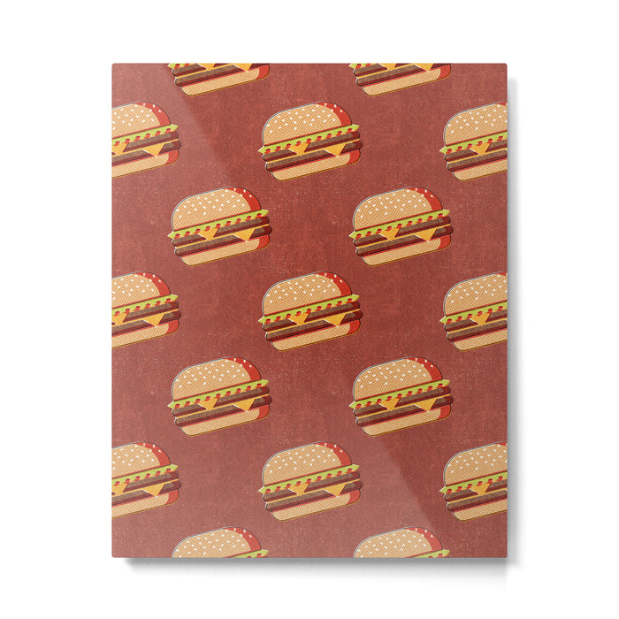 FAST FOOD / Burger - pattern Metal Print Gallery Image 1