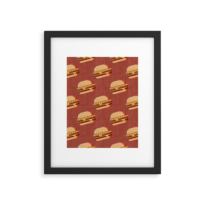FAST FOOD / Burger - pattern Framed Art Print Gallery Image 1