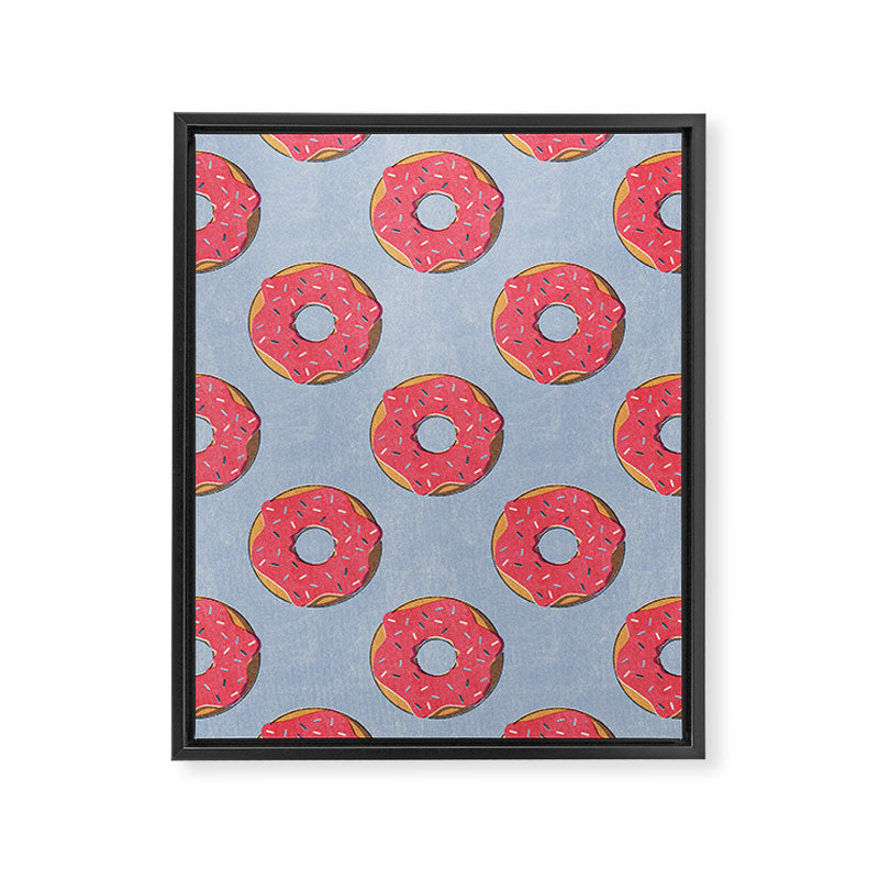 FAST FOOD / Donut - pattern Framed Canvas Print Gallery Image 6