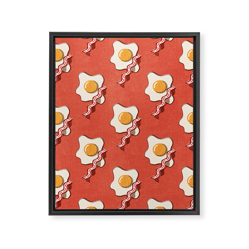 FAST FOOD / Egg and Bacon - pattern Framed Canvas Print Gallery Image 6