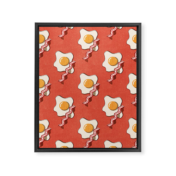 FAST FOOD / Egg and Bacon - pattern Framed Canvas Print Gallery Image 1