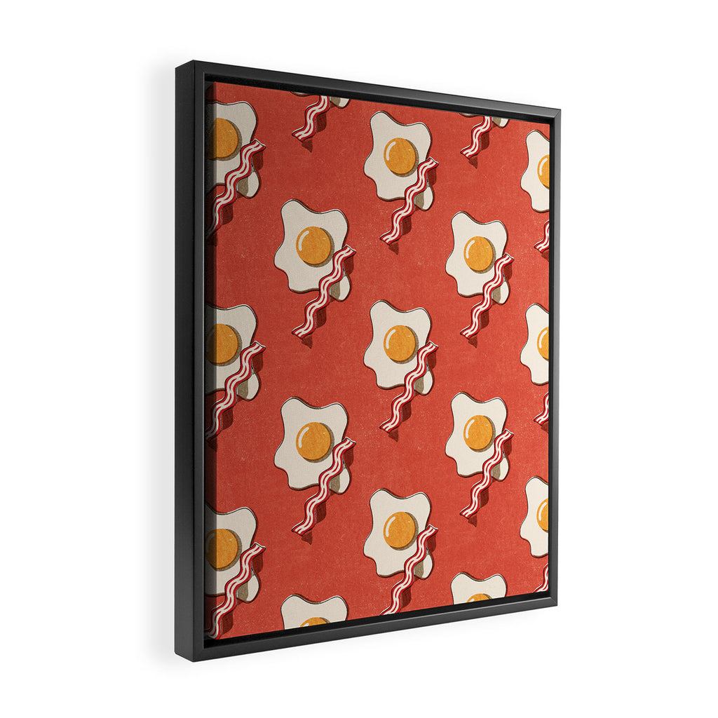 FAST FOOD / Egg and Bacon - pattern Framed Canvas Print Gallery Image 2