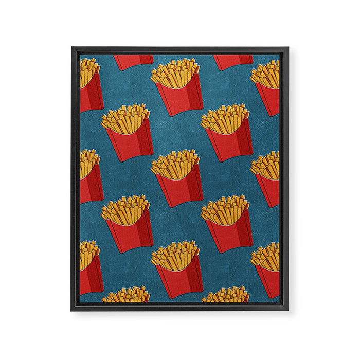 FAST FOOD / Fries - pattern Framed Canvas Print Gallery Image 1