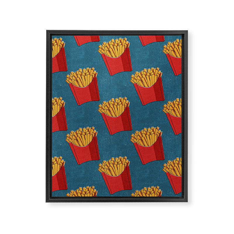 FAST FOOD / Fries - pattern Framed Canvas Print Gallery Image 6