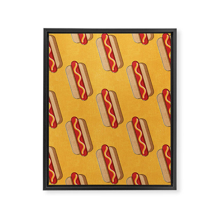 FAST FOOD / Hot Dog - pattern Framed Canvas Print Gallery Image 1