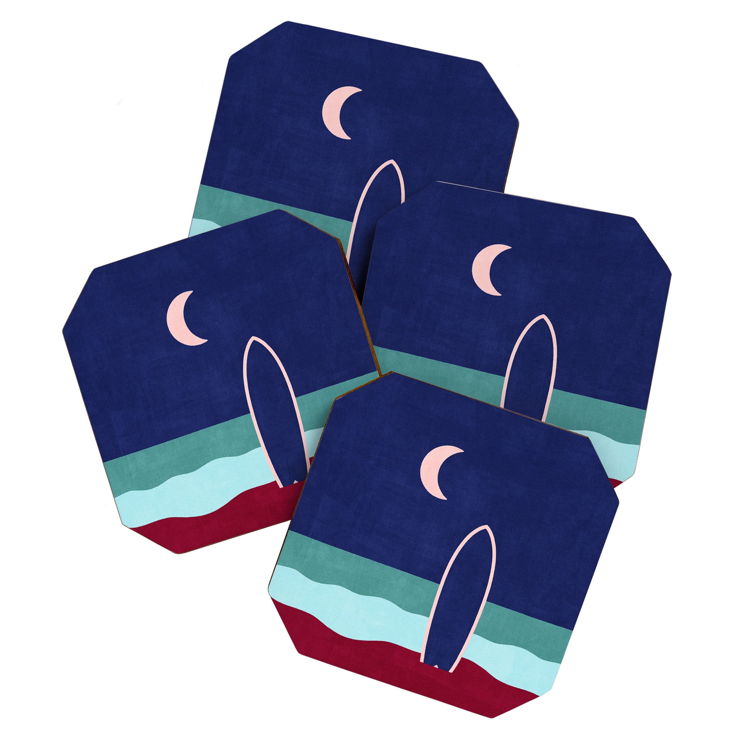 LANDSHAPES - Beach - night Coaster Gallery Image 1