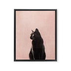 MINIMAL ANIMAL / Black Cat - peach Framed Canvas Print Gallery Image 6