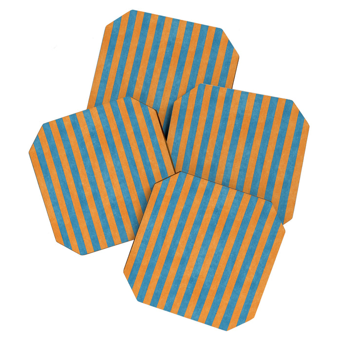 STRIPES - 005 - blue and orange Coaster Gallery Image 1