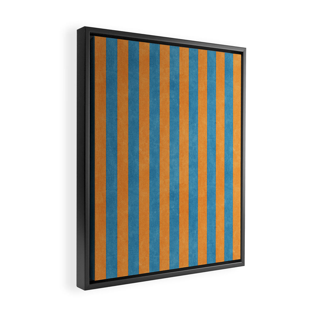 STRIPES - 005 - blue and orange Framed Canvas Print Gallery Image 2