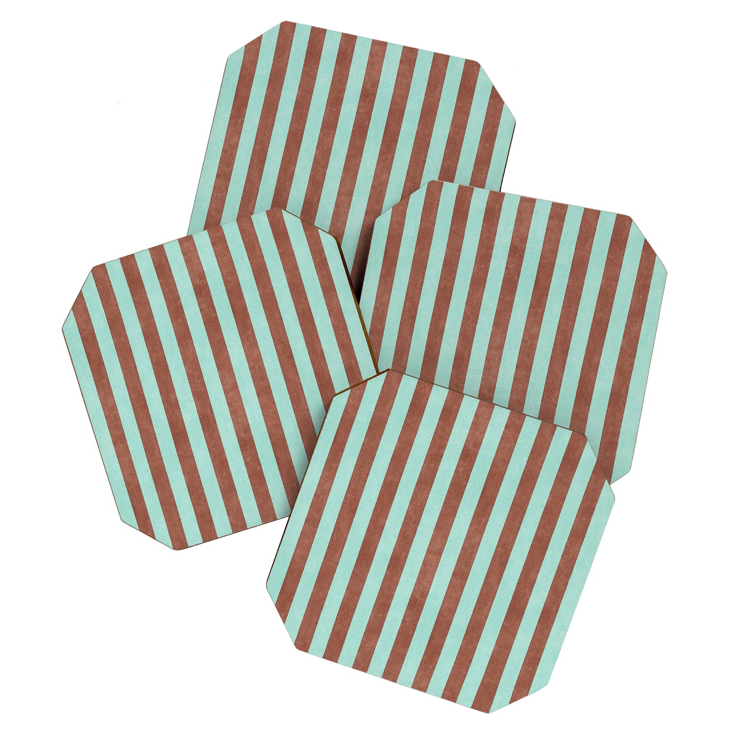 STRIPES - 005 - brown and teal Coaster Gallery Image 1