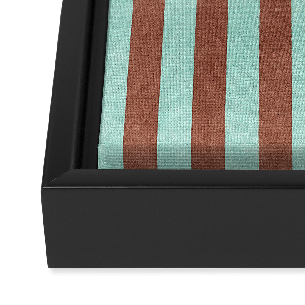STRIPES - 005 - brown and teal Framed Canvas Print Gallery Image 3
