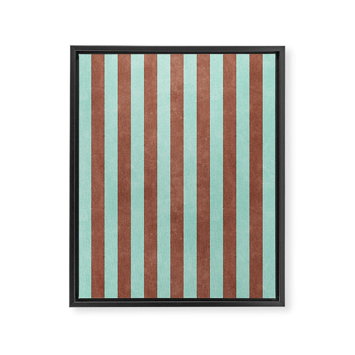 STRIPES - 005 - brown and teal Framed Canvas Print Gallery Image 1
