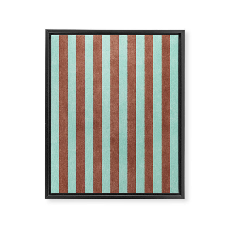 STRIPES - 005 - brown and teal Framed Canvas Print Gallery Image 6
