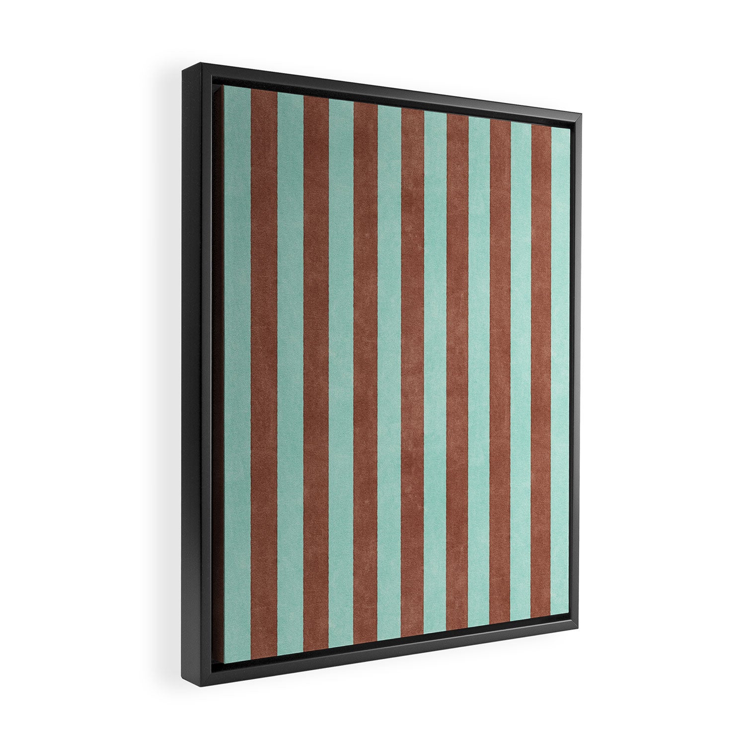 STRIPES - 005 - brown and teal Framed Canvas Print Gallery Image 2