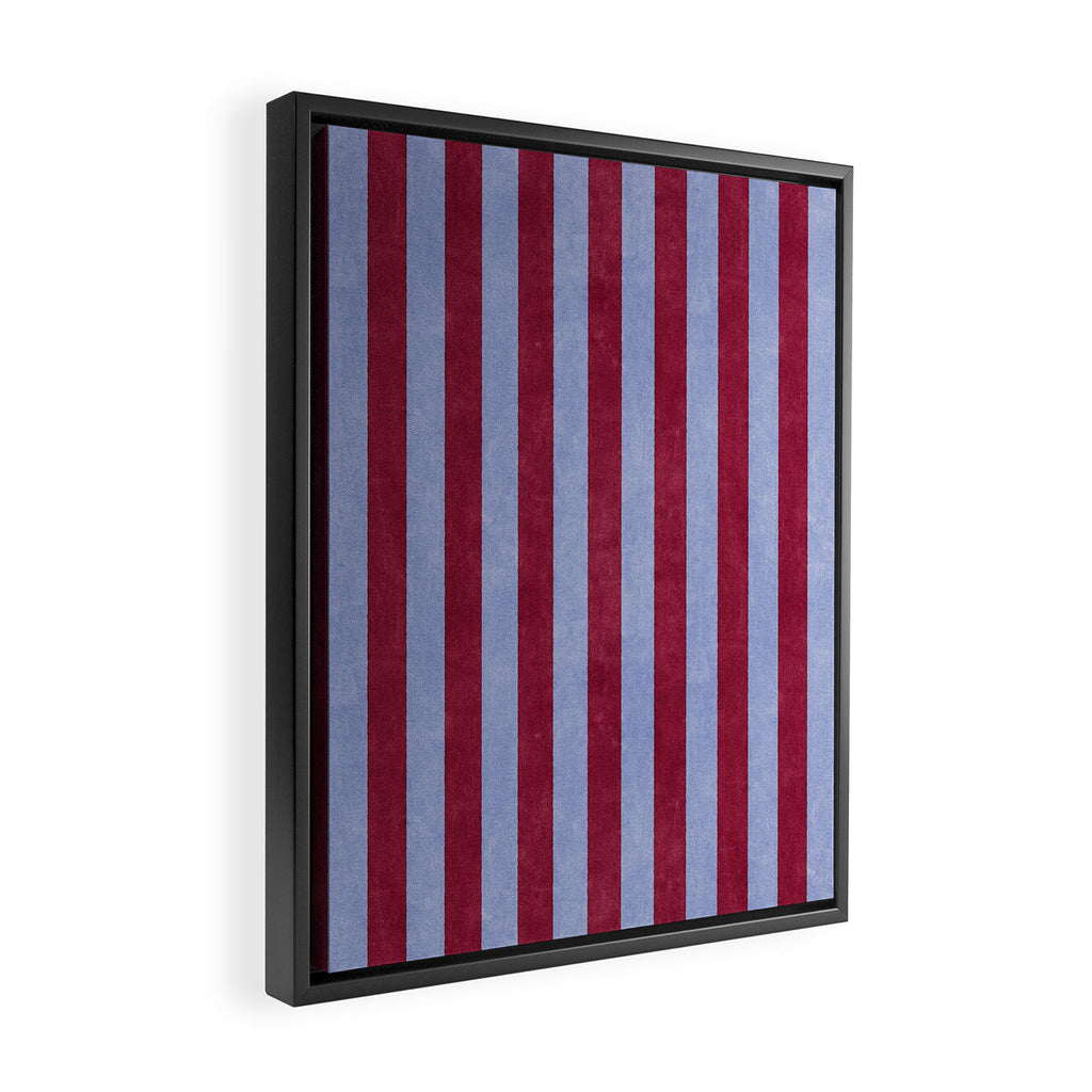 STRIPES - 005 - maroon and blue Framed Canvas Print Gallery Image 2