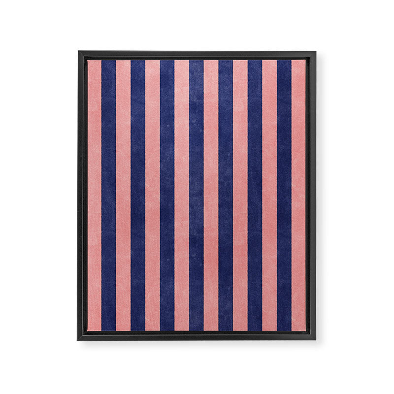 STRIPES - 005 - navy blue and pink Framed Canvas Print Gallery Image 6