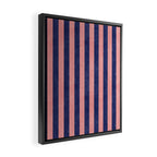STRIPES - 005 - navy blue and pink Framed Canvas Print Gallery Image 2