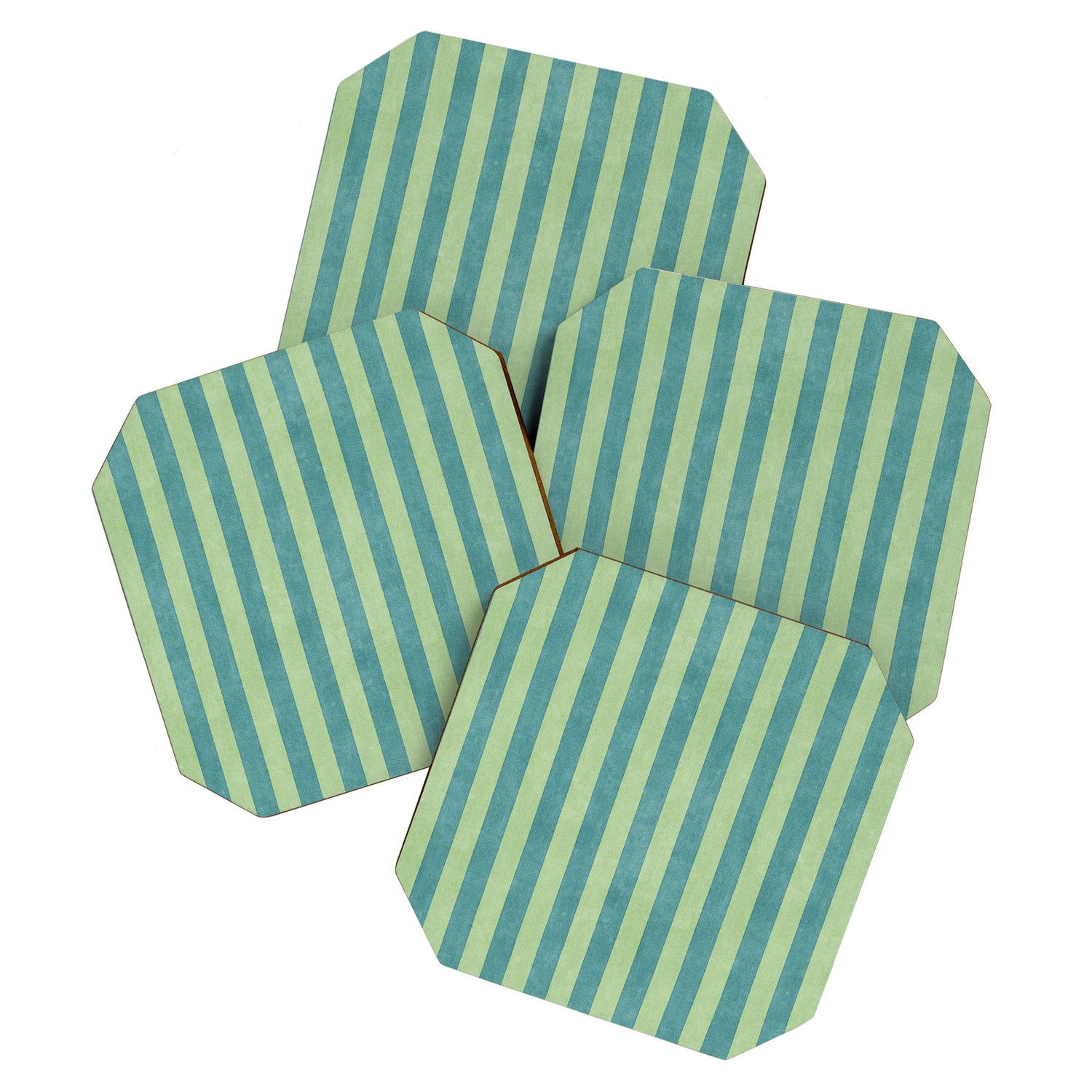 STRIPES - 005 - teal and green Coaster Gallery Image 1