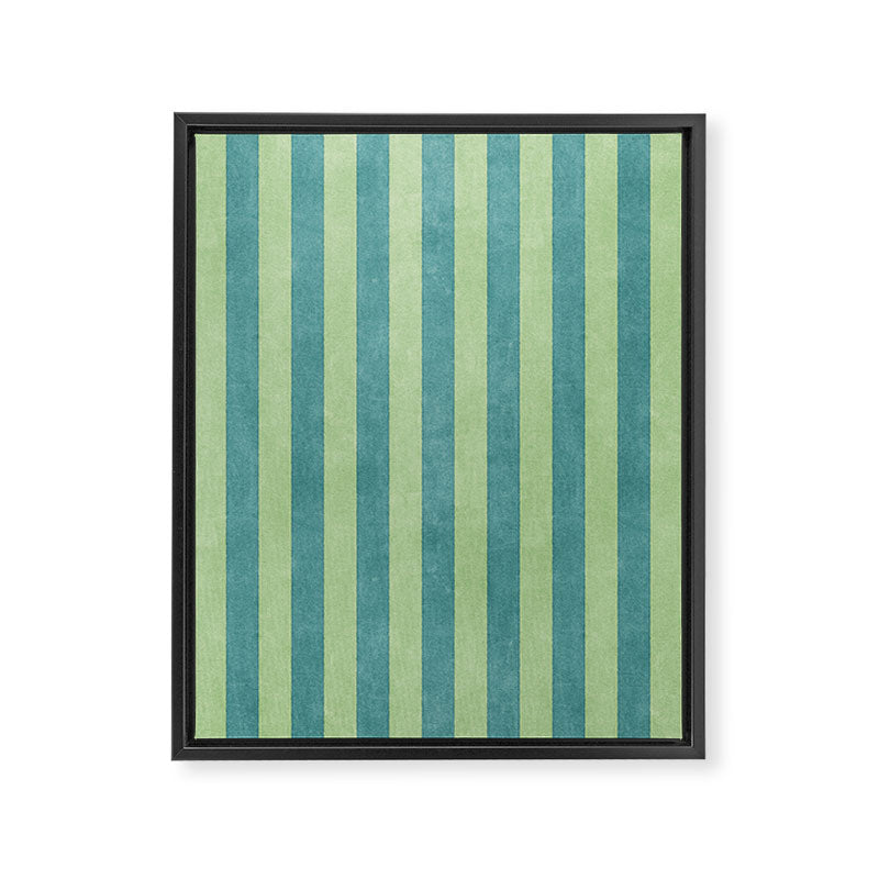 STRIPES - 005 - teal and green Framed Canvas Print Gallery Image 6