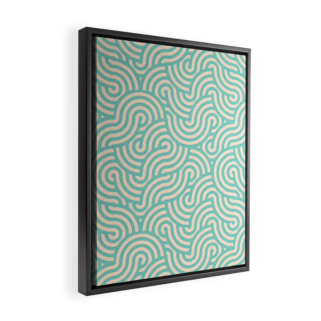 SWIRL Mint and Oat Framed Canvas Print Gallery Image 2