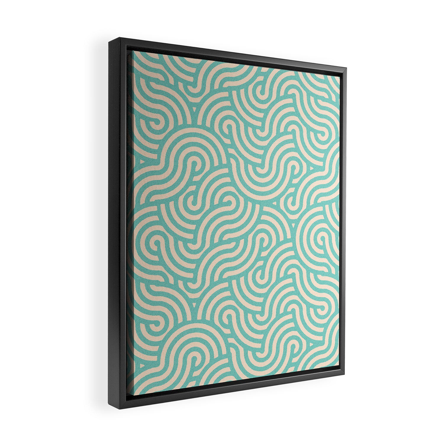 SWIRL Mint and Oat Framed Canvas Print Gallery Image 2