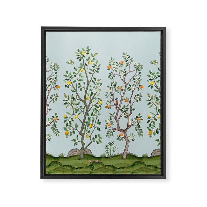 Chinoiserie Citrus Grove Mural Multicolor Framed Canvas Print Gallery Image 6