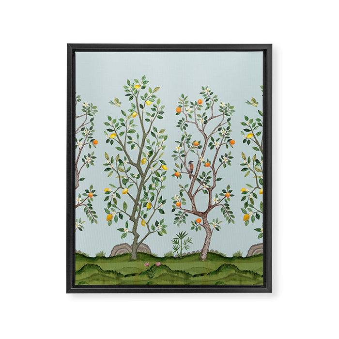 Chinoiserie Citrus Grove Mural Multicolor Framed Canvas Print Gallery Image 1