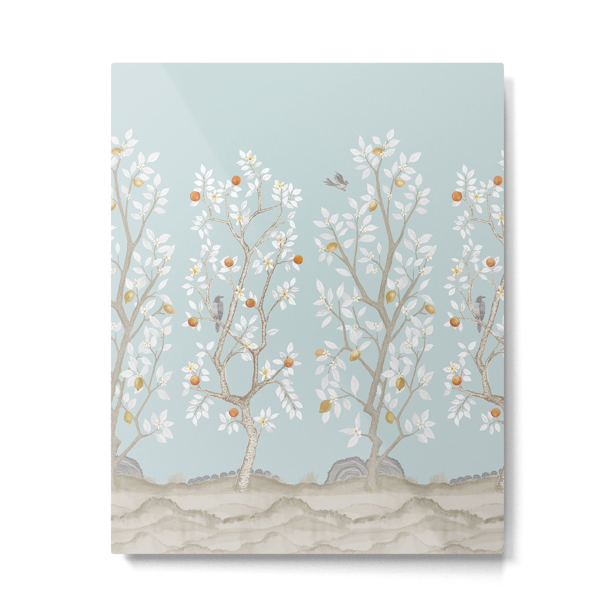 Citrus Grove Mural in Mist Metal Print Gallery Image 4