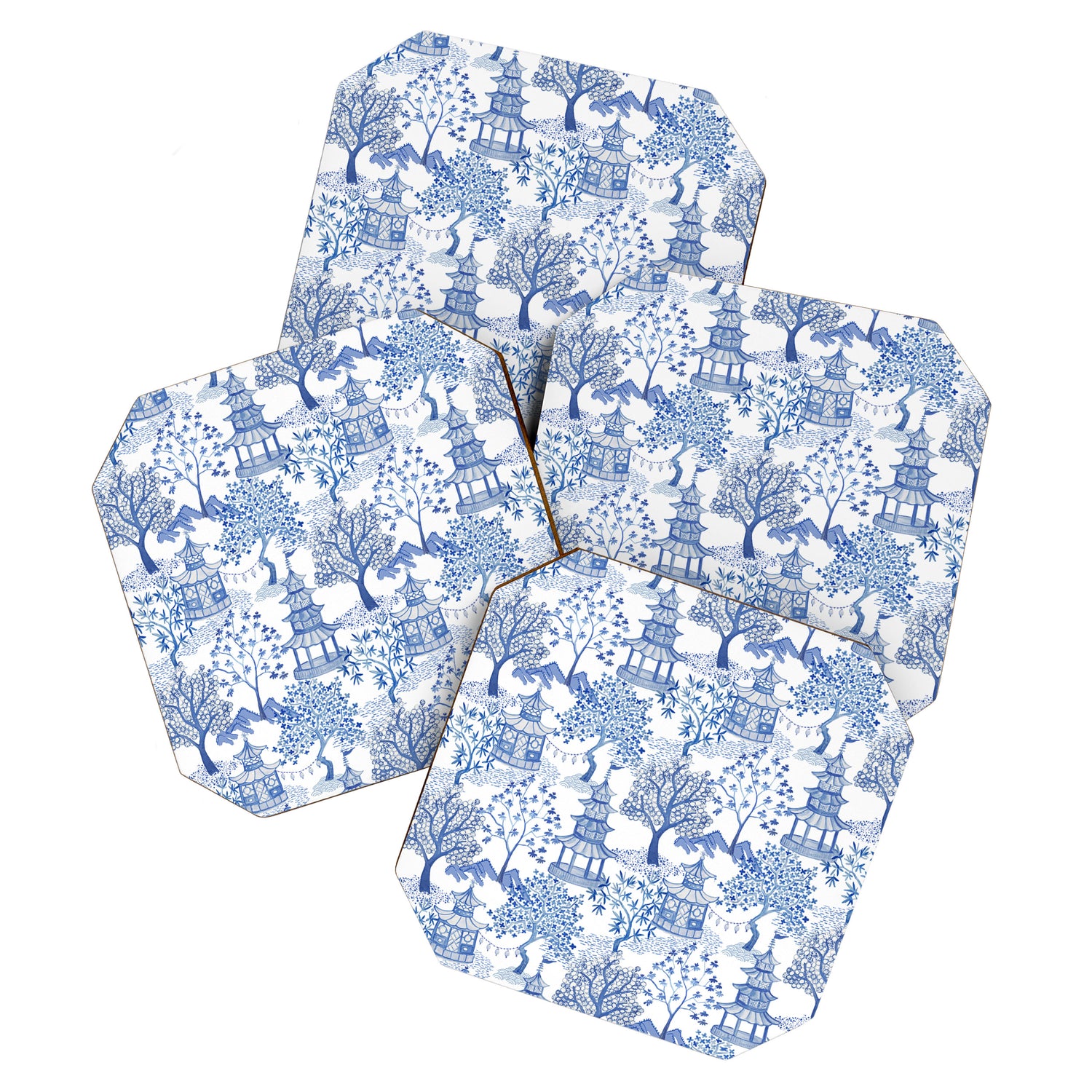 Pagoda Forest Blue and White Coaster Gallery Image 1