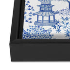Pagoda Forest Blue and White Framed Canvas Print Gallery Image 3