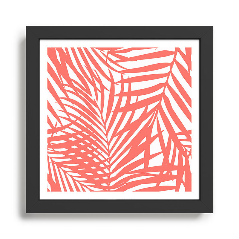 Palm Fronds in Living Coral Framed Art Print Gallery Image 1