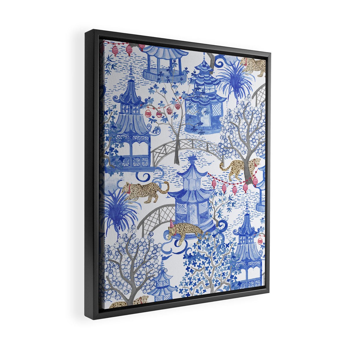 Party Leopards in the Pagoda Forest Framed Canvas Print Gallery Image 2