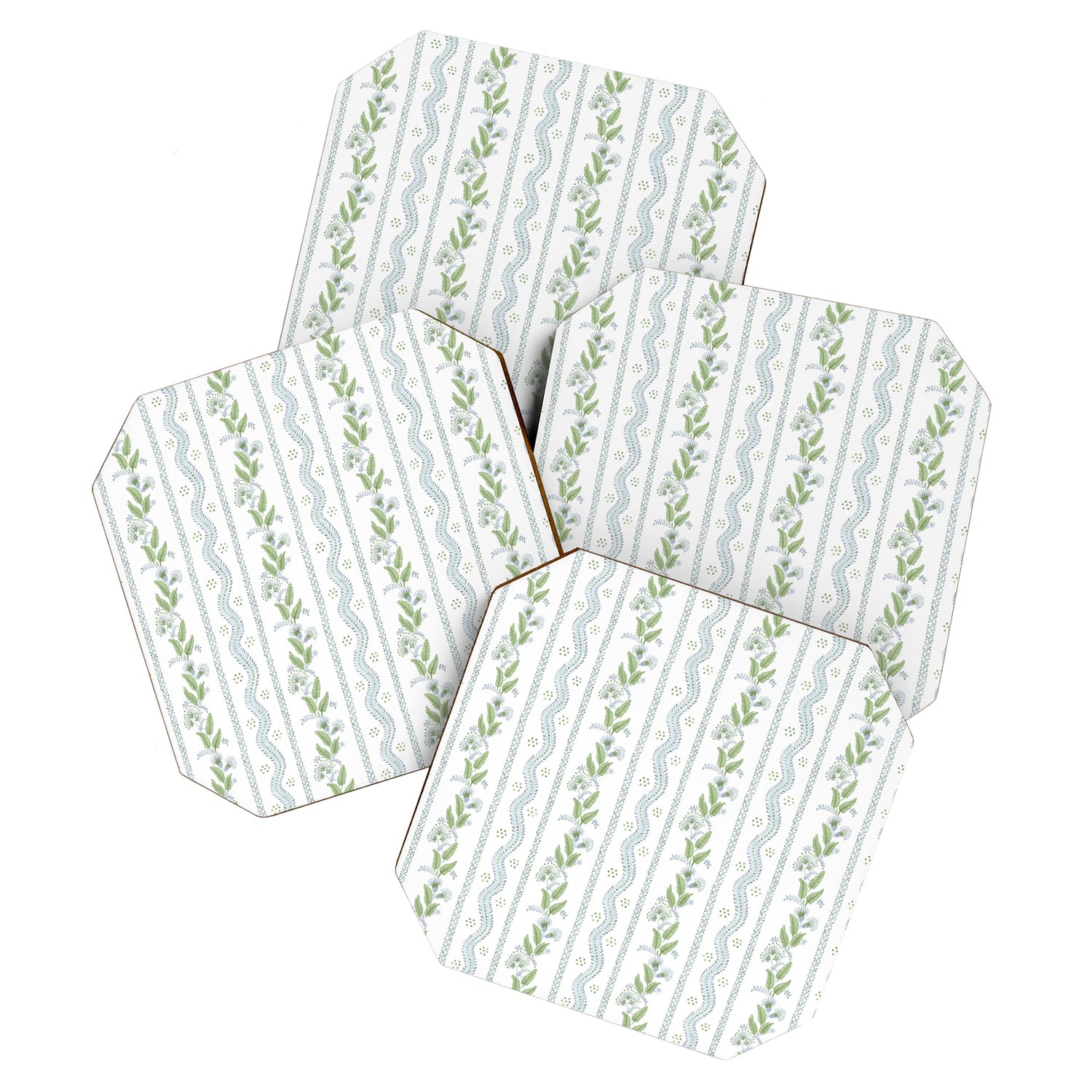Soft Blue Green Emma Stripe Coaster Gallery Image 1