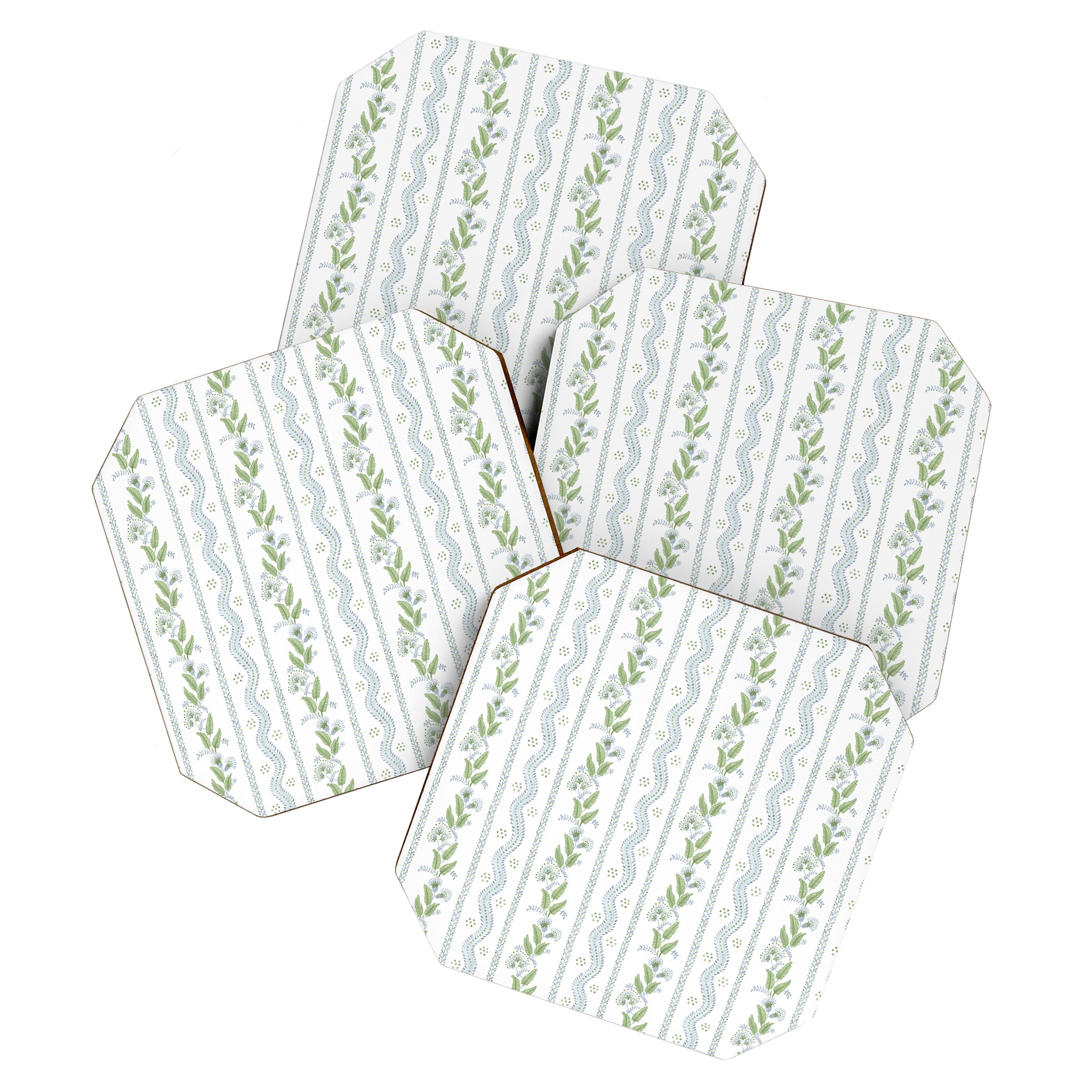 Soft Blue Green Emma Stripe Coaster Gallery Image 1