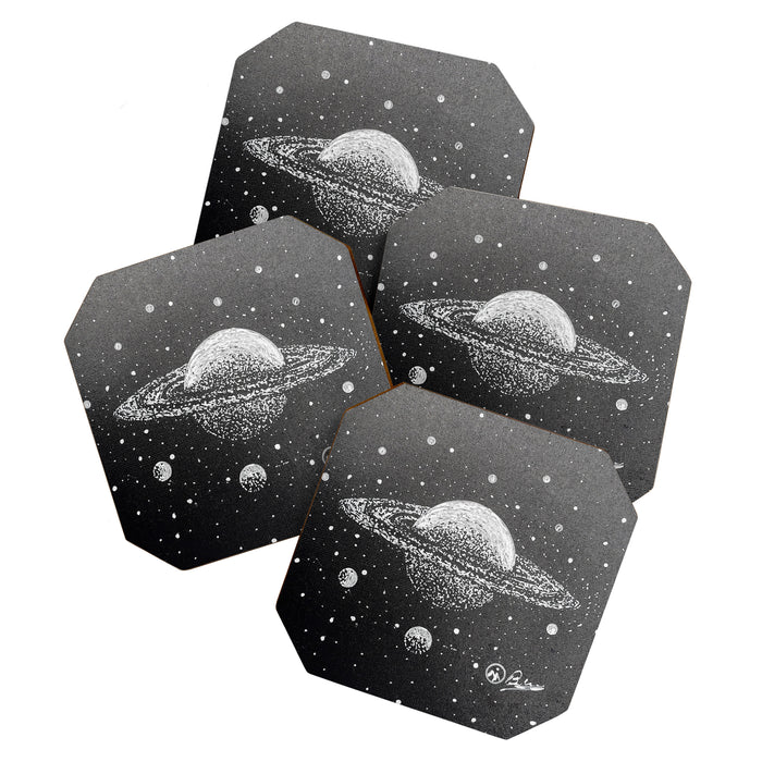 "Saturn's Moons" Outer Space Original Art, Planets, Galaxy Wall Decor Coaster Gallery Image 1