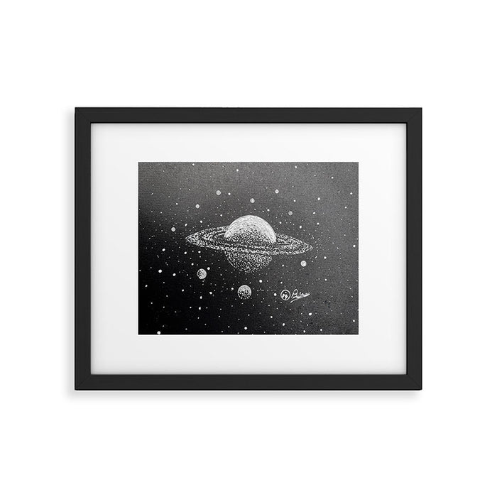"Saturn's Moons" Outer Space Original Art, Planets, Galaxy Wall Decor Framed Art Print Gallery Image 1