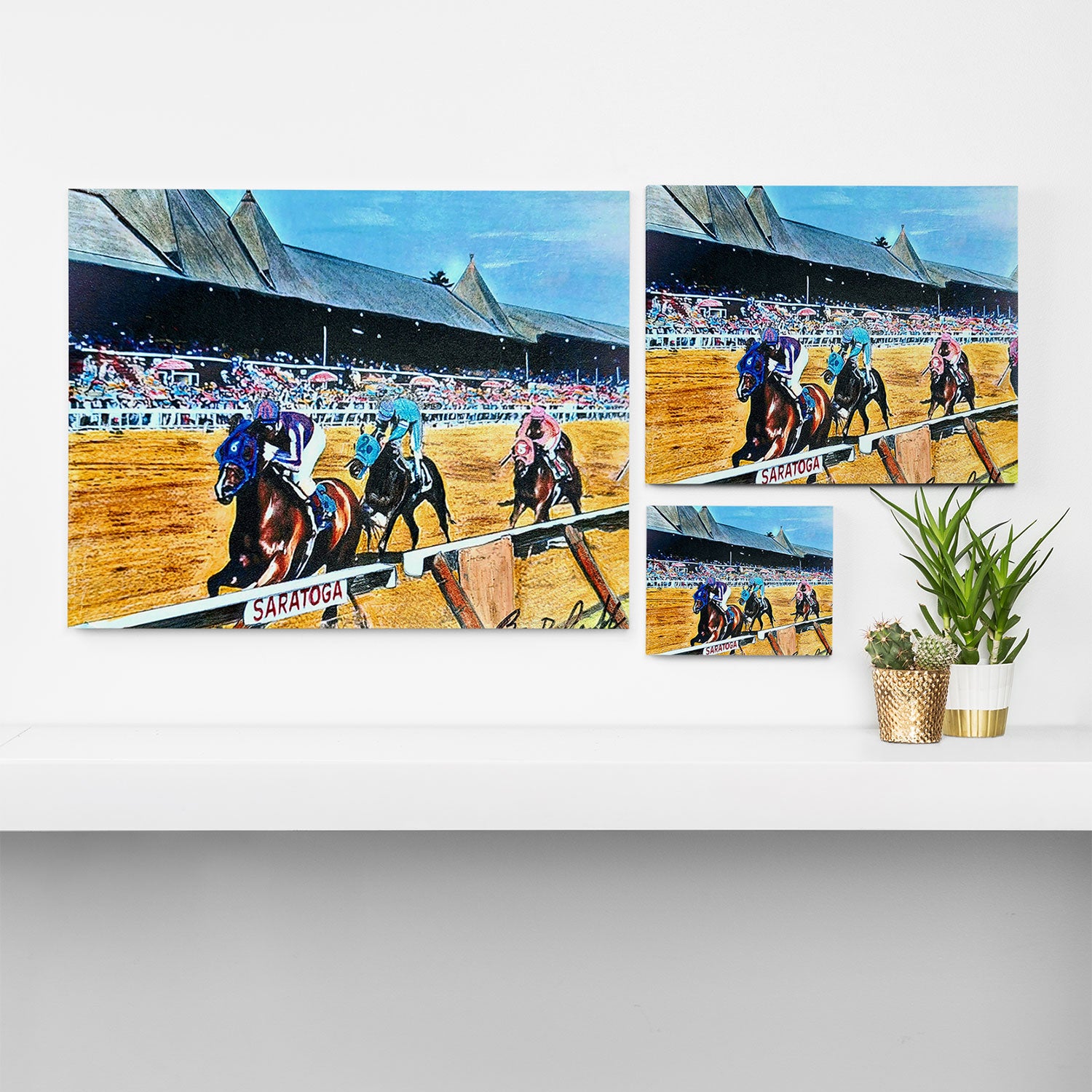 TRIFECTA - Saratoga Springs - Original Art- Horse Racing Canvas Print Gallery Image 3