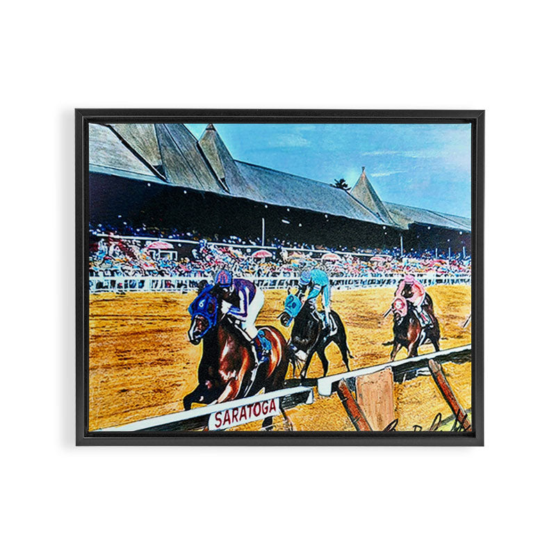 TRIFECTA - Saratoga Springs - Original Art- Horse Racing Framed Canvas Print Gallery Image 1