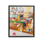 A Cat in the Kitchen Framed Canvas Print Gallery Image 6