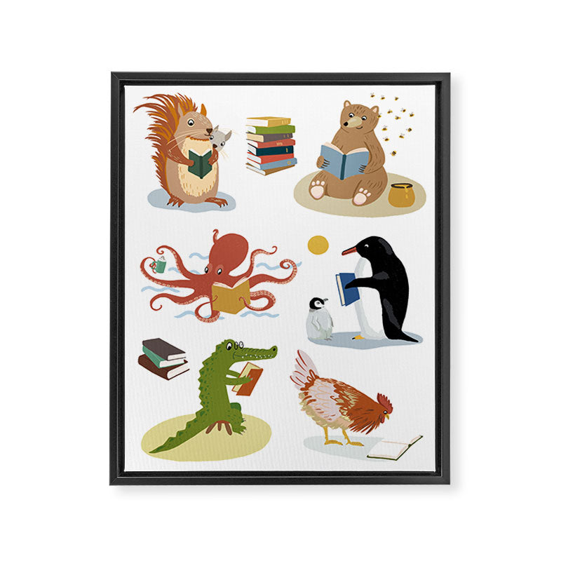 Animal Readers Framed Canvas Print Gallery Image 6