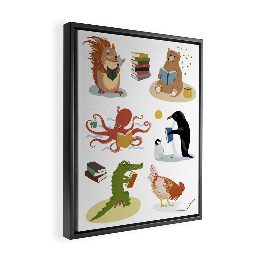 Animal Readers Framed Canvas Print Gallery Image 2