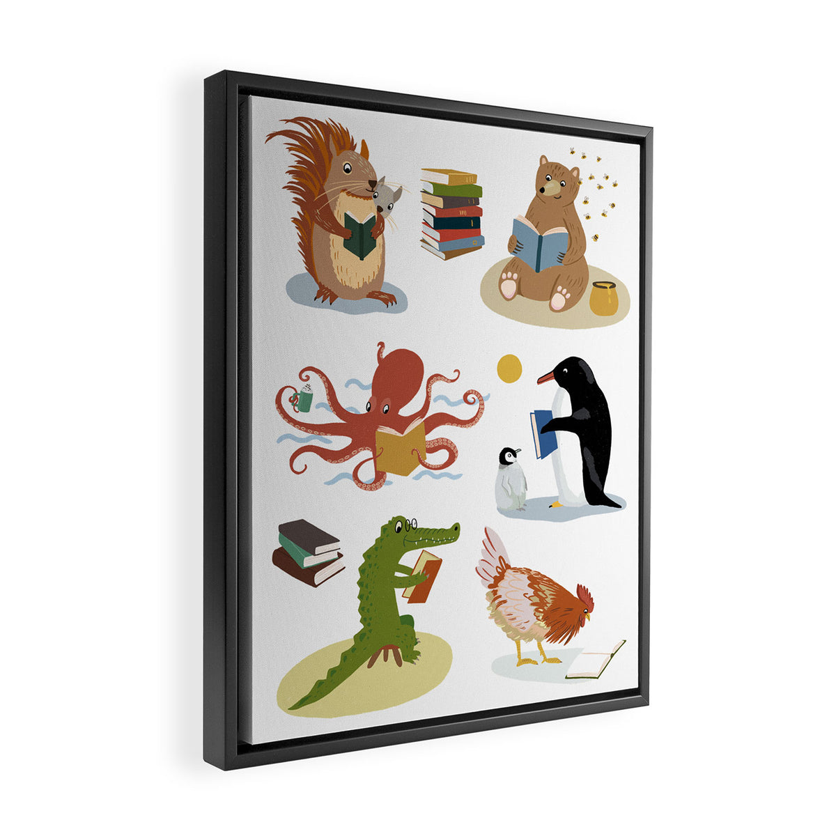 Animal Readers Framed Canvas Print Gallery Image 2
