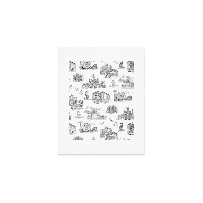 Brooklyn Toile - Black and White Art Print Gallery Image 1