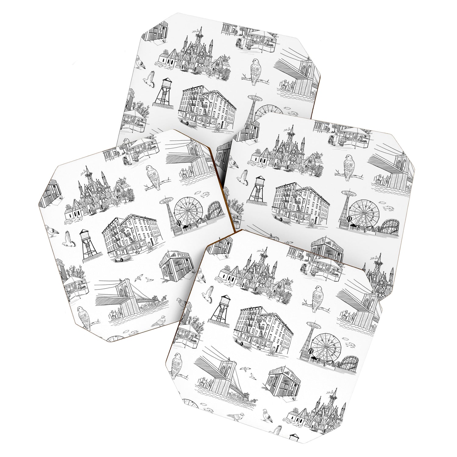 Brooklyn Toile - Black and White Coaster Gallery Image 1