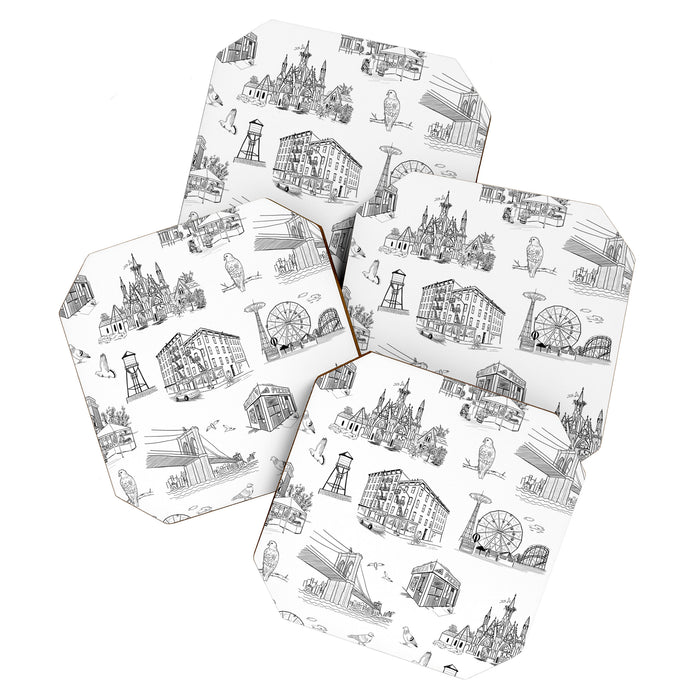 Brooklyn Toile - Black and White Coaster Gallery Image 1